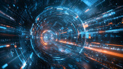 Fototapete - Hi-Tech digital display holographic information abstract background