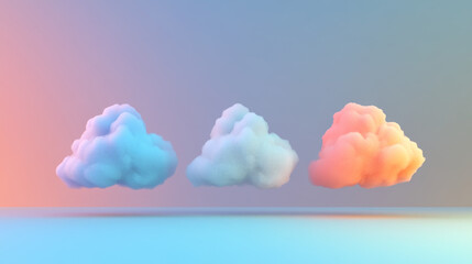 Poster - cloud and edge computing technology concepts with cybersecurity data protection. three large cloud i