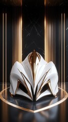 Poster - A Futuristic Abstract Sculpture With Gold Accents and Bright Lighting