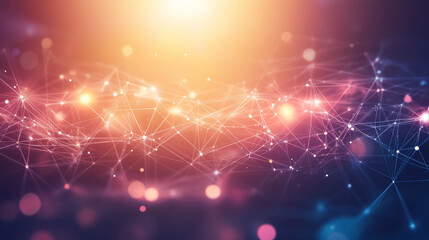 Poster - Digital cyberspace futuristic, Particles wave flowing with lines and dots connection, Technology network abstract background. 3d rendering