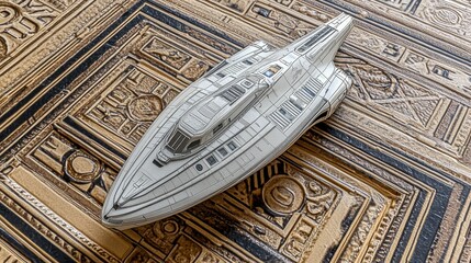 Poster - A detailed image of a futuristic spacecraft on a patterned surface