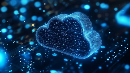 Poster - cloud computing technology database storage security concept backup transfer. there is a large cloud