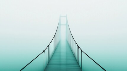 Wall Mural - a serene bridge disappearing into a foggy background, creating a tranquil atmosphere.