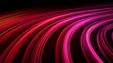 Fototapete - Abstract red and pink lines flowing on black background
