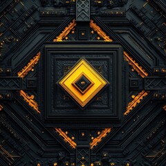 Poster - A symmetrical abstract image displaying geometric patterns and bright color