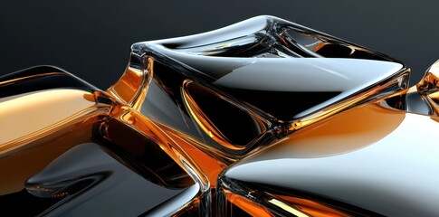 Poster - Abstract three dimensional glass forms displaying contrasting colors and reflections