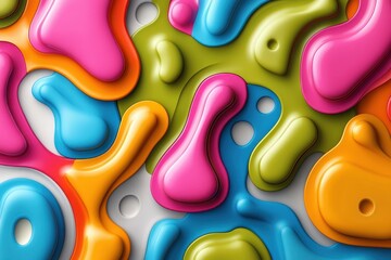 Poster - A colorful abstract artwork featuring vibrant layered forms and textures