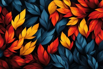 Poster - A Colorful Artistic Display of Overlapping Abstract Leaf Shapes