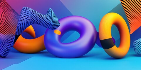 Poster - Abstract rendered artwork featuring colorful 3D shapes and gradients