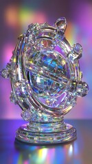 Poster - A Gleaming Iridescent Crystal Sculpture Displays Intricate Decorative Detail