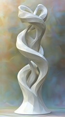 Poster - A white abstract sculpture twisting and flowing in space gracefully