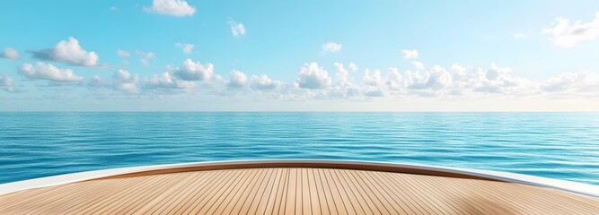 Wall Mural - a podium placed on a luxury yacht, with a crystal-clear ocean backdrop