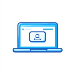 Aufkleber - Blue Icon of a Laptop Screen with a User Profile on Display for Online Networking and Communication.