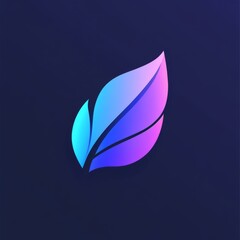 Fototapete - Elegant Gradient Leaf Logo: A Modern Design with a Touch of Nature and Vibrant Colors