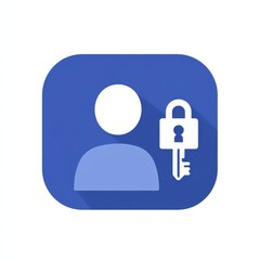 Poster - Secure User Account Icon: Protect Personal Data with Lock and Key on Blue App Button for Privacy