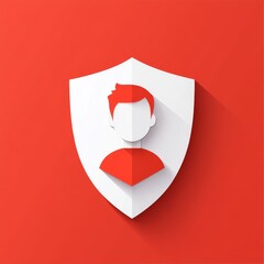 Aufkleber - User Privacy Shield: Protecting Personal Data and Information with a Secure White Shield on a Red Background
