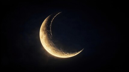 Wall Mural - a beautiful crescent moon glowing against a dark night sky.