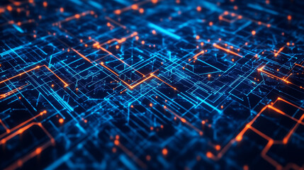 Poster - Abstract concepts of cybersecurity technology and digital data protection. Protect internet network connection with polygons, dots and lines with dark blue background. Big data.