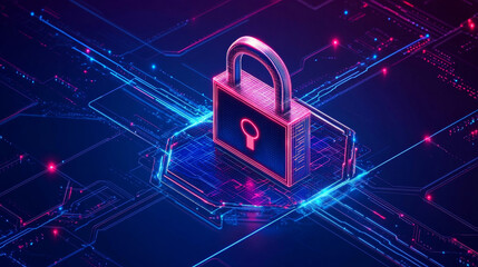 Poster - abstract concepts of cybersecurity technology and digital data protection. protect internet connecti
