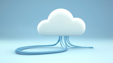Poster - cloud and edge computing technology data transfer backup storage concept. a large cloud icon stands 