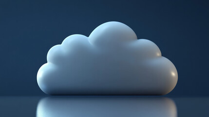 Poster - cloud computing technology concept transfer database backup. There is a prominent large cloud icon in the center of the polygon with a dark blue background. 3D illustration