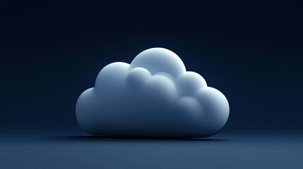 Poster - cloud computing technology concept transfer database backup. There is a prominent large cloud icon in the center of the polygon with a dark blue background. 3D illustration