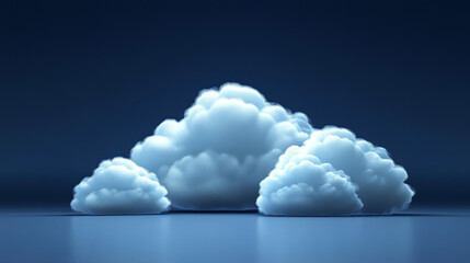 Poster - Storage technology concepts transfer data to cloud computing platforms. A large cloud icon stands out in the glowing center and a small cloud icon between polygons connected to a dark blue background.
