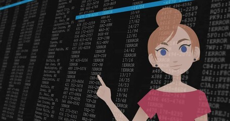 Poster - Animation of character pointing at school data screen with error messages