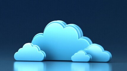 Poster - cloud and edge computing technology concept. There is a prominent large cloud icon on the right. There are interconnected polygons and small icons on a dark blue background.