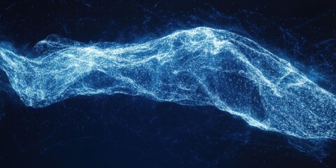 Poster - Abstract depiction of an undulating glowing blue digital nebula in space