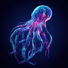 Poster - A luminous and colorful depiction of a glowing sea creature