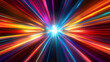 © Derby - Colorful light beams converging in the center on black background