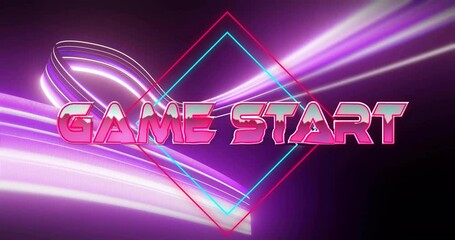 Poster - Animation of glowing lines and geometric shapes with neon Game Start text