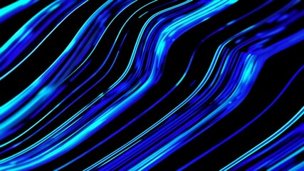 Aufkleber - Abstract blue light trails on black background, digital wave concept