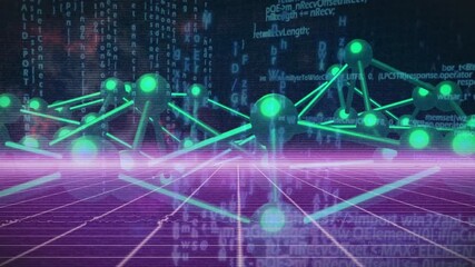 Poster - Animation of glowing nodes and connections over digital data background