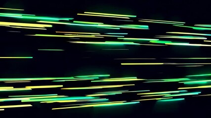 Leinwandbilder - Glowing green and yellow light streaks on a dark background. Futuristic tech concept