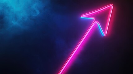 Poster - A vibrant neon arrow pointing upwards, symbolizing progress and growth.