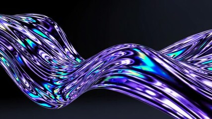 Poster - Wavy abstract pattern with iridescent purple and blue tones. Futuristic design concept