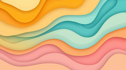 Poster - pleasant and attractive background with an abstract pattern similar to waves in blue and yellow tones