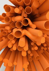 Fototapete - Abstract composition of vibrant orange tubes creating a dynamic visual effect