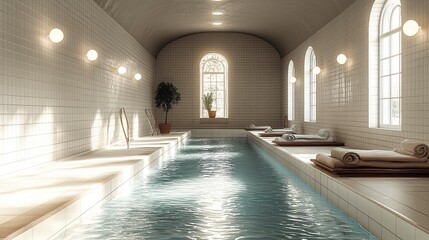 Aufkleber - A modern vibe home leisure area including a swimming pool and changing area.