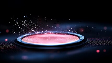 Poster - Abstract Futuristic Digital Network Platform with Glowing Pink and Blue Particles
