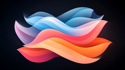 Poster - Abstract Glowing Waves of Red Orange Pink and Blue