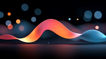 Poster - Abstract Red And Orange Glowing Waves On Dark Background