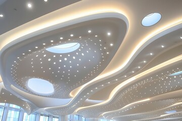 Poster - Futuristic ceiling design showcases integrated sunlight diffusers for enhanced aesthetics and ambiance
