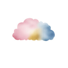 Aufkleber - Watercolor cloud in pastel hues of pink, yellow, and blue, evokes a sense of whimsy and dreaminess. Softly textured, it floats against a dark backdrop.