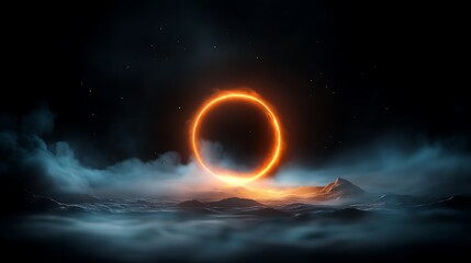 Wall Mural - vibrant cosmic explosion with glowing orange ring