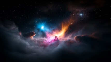 Wall Mural - vibrant cosmic nebula with colorful gases and stars
