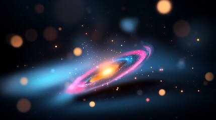 Wall Mural - vibrant cosmic nebula: pink and blue spiral galaxy in dark space