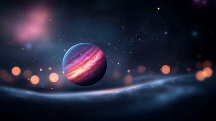 Wall Mural - vibrant cosmic scene with glowing planet and nebula